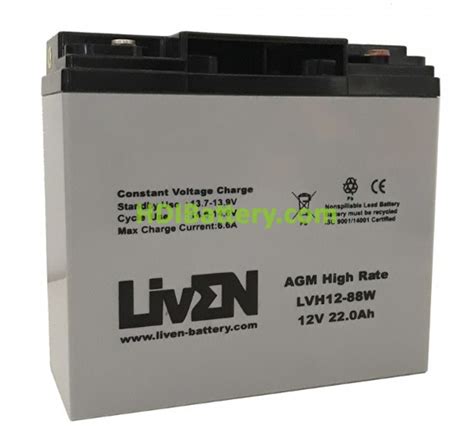 Batería De Plomo Agm Lvh12 88w Liven Battery 12 Voltios 22 Amperios