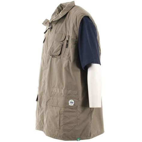 Gilet Multipoches Sans Manches Grande Taille Homme D Beige Marque