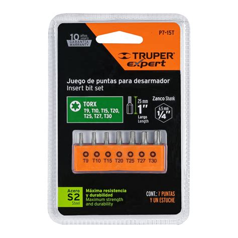 Juego De 7 Puntas Torx Combinadas Largo 1 Truper Expert Herramientas