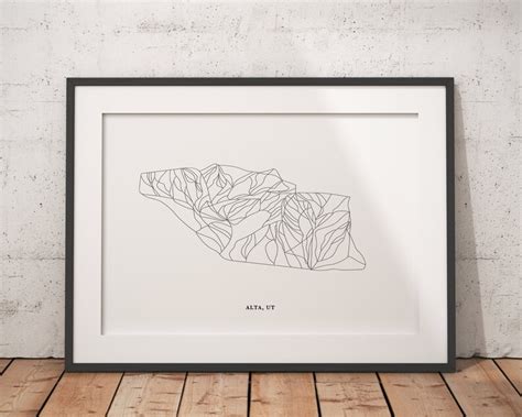 Alta Ski Map Alta Trail Map Ski Utah Utah Art (Instant Download) - Etsy