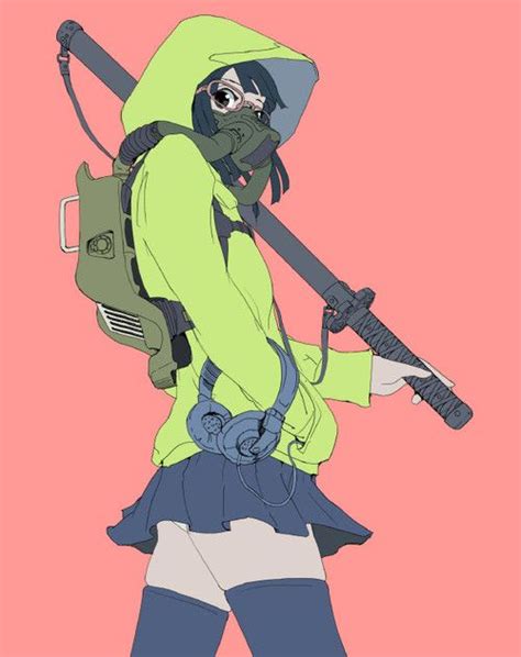 Anime Gas Mask Pastel And Girl Image Art ´ω` Illustrations