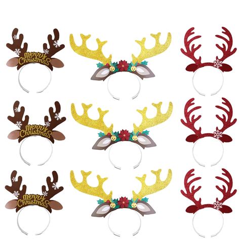 Tinksky 12PCS Reindeer Antlers Headband Hair With Ears Headwear