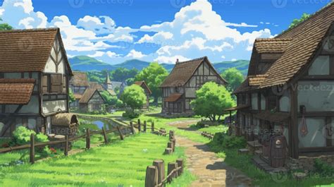 Anime Village With A Path Leading To A Small Village Generative Ai