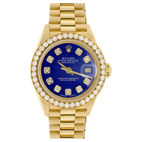 Rolex President Yellow Gold Anniversary Dial Diamond Ladies Watch 69158 For Sale At 1stdibs