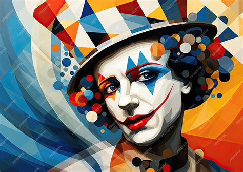 Premium Photo A Cubisminspired Image Of A Circus Clown With