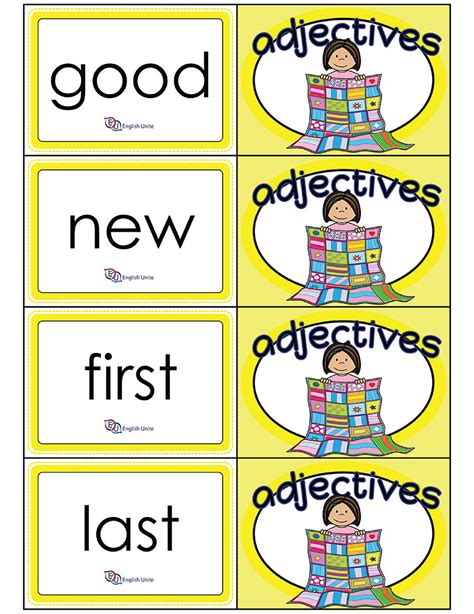 English Unite Flashcards Common Adjectives Matext