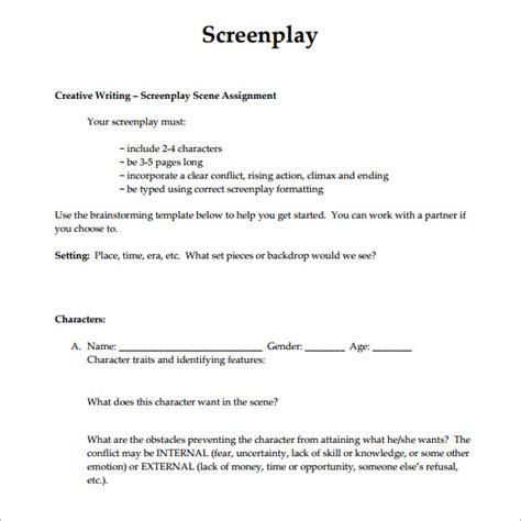 Microsoft Word Screenplay Template