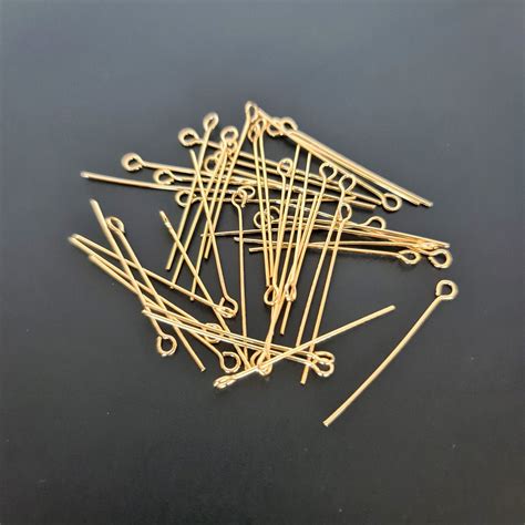 50pcs X 35mm Tarnish Resistant Gold Plated Eye Pins Etsy Australia