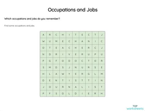 Occupations and Jobs. Interactive worksheet | TopWorksheets