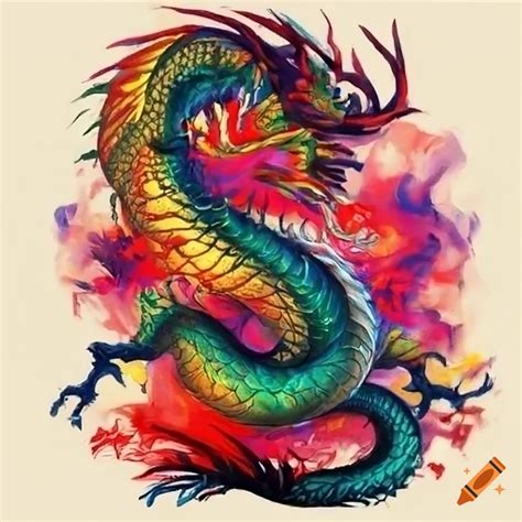 Japanese Dragon Illustration For T Shirt On Craiyon