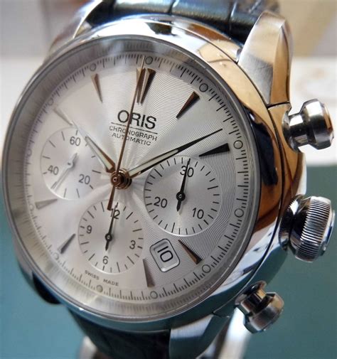 Oris Artelier Chronograph Silver Dial Black Leather Strap