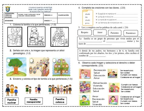 Ficha 5 EvaluaciÓn La Familia Pdf Aprendizaje Educación Avanzada