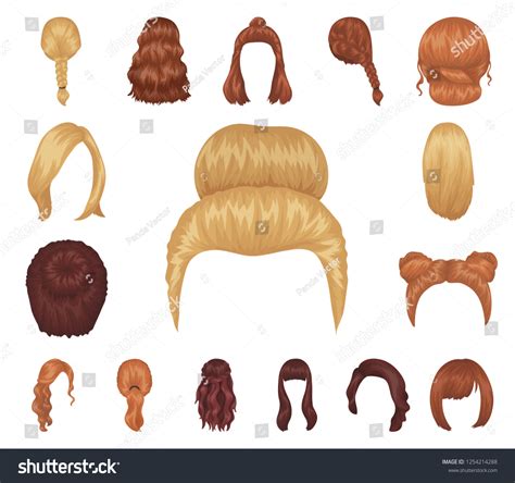 Female Hairstyle Cartoon Icons Set Collection Stock Vector Royalty