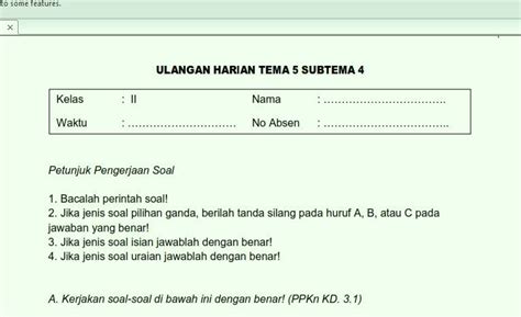 Soal Ulangan Harian K 13 Kelas 2 Tema 5 Subtema 4 Jihan Plasma