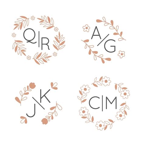 Logotipos De Concepto De Monogramas De Boda Floral Vector Gratis