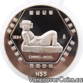 1994 Mexico 5 Peso Chaac Mool 1 Oz Silver Coin Professional Dealers