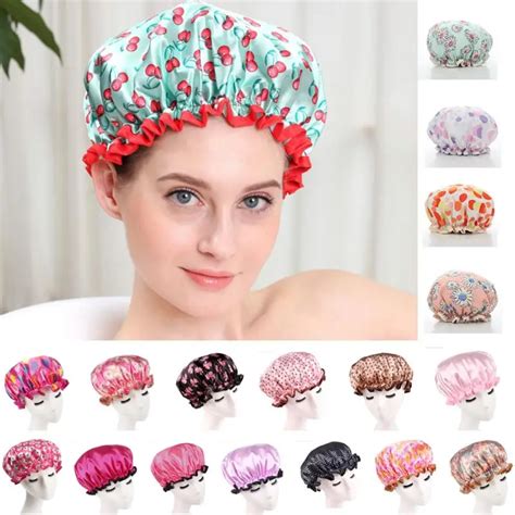 1pc Lovely Thick Women Shower Caps Colorful Double Layer Bath Shower