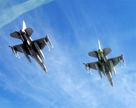 Two US Air Force USAF F 16 Fighting Falcon Aircraft From The 149