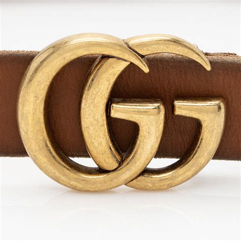 Gucci Distressed Leather Gg Marmont Belt Size 38 95 Shf 20701