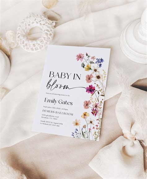 Baby In Bloom Invitation Floral Baby Shower Invitation Baby In Bloom