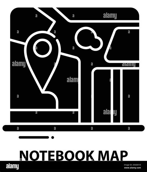 Notebook Map Icon Black Vector Sign With Editable Strokes Concept Illustration Stock Vector