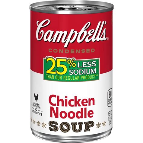 Campbells Condensed 25 Less Sodium Chicken Noodle Soup 1075 Oz Can