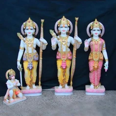 Painted Hindu White Marble Ram Darbar Statue For Worship At Rs 28000