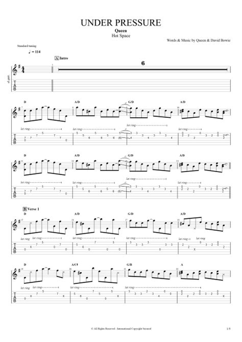 Under Pressure Tab by Queen (Guitar Pro) - Guitars, Bass & Backing ...