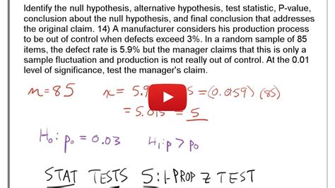 Null Hypothesis Alternative Hypothesis Test Stat P Value Given N