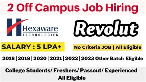 Hexaware Recruitment Revolut Off Campus Drive 2023 To 2018 Batch