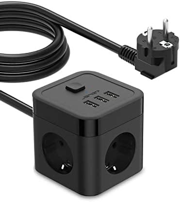 JSVER Steckdosenleiste Würfel USB C Mehrfachsteckdose Cube 5 Fach mit