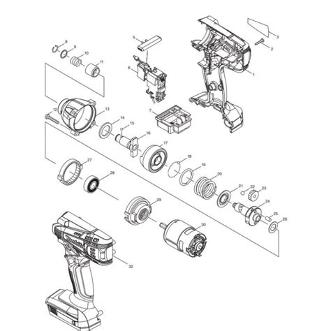 Main Assembly For Makita TD127DWE Cordless Impact Driver L S Engineers