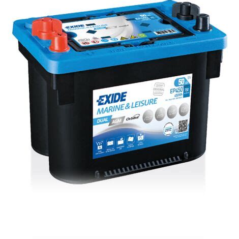 BATTERIE EXIDE AGM MARINE LOISIRS G34 12V 50AH 750A 260X173X206 G EP450