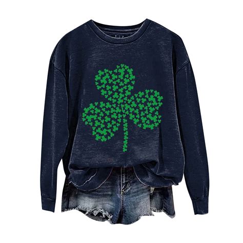 Sksloeg St Patricks Day Womens Sweatshirts Party Shamrock Print St