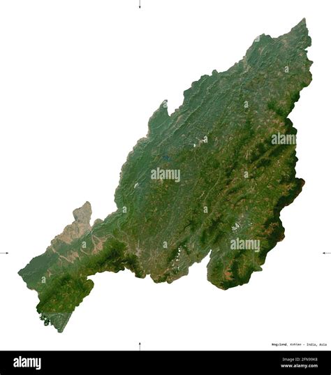 Nagaland State Of India Sentinel 2 Satellite Imagery Shape Isolated