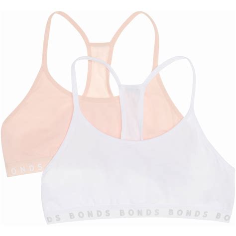 Bonds Girls Everyday Racerback Crop Pack Nude White Big W