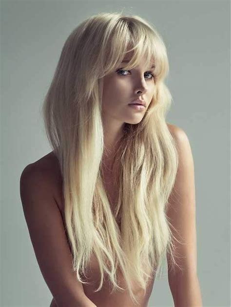 Long Blonde Wavy Human Full Lace Wigs Lace Front Wigs With Bangs Blonde