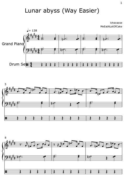 Lunar Abyss Way Easier Sheet Music For Piano Drum Set