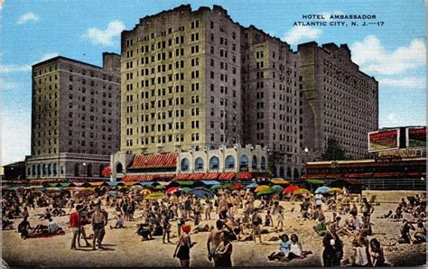 Vtg Atlantic City New Jersey NJ Hotel Ambassador 1940s Old View