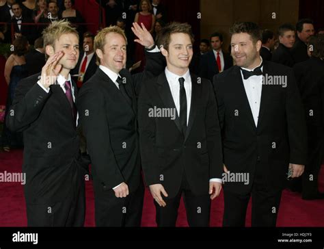 From left, Dominic Monaghan ,Billy Boyd, Elijah Wood and Sean Astin ...