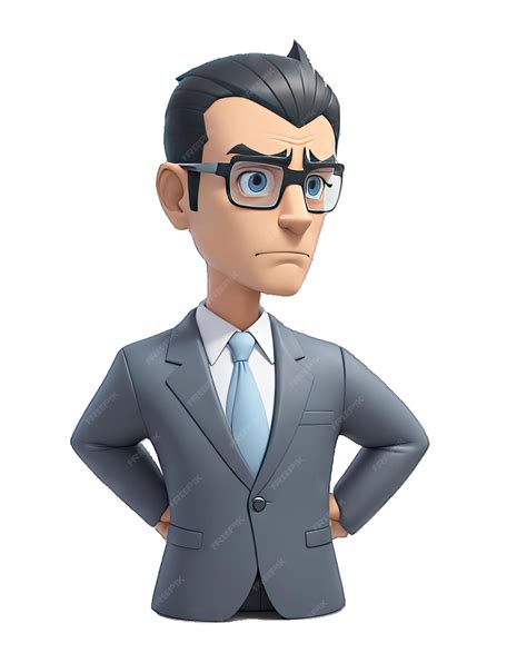 Premium Ai Image 3d Character Male Boss In A Suit Looks Displeased On