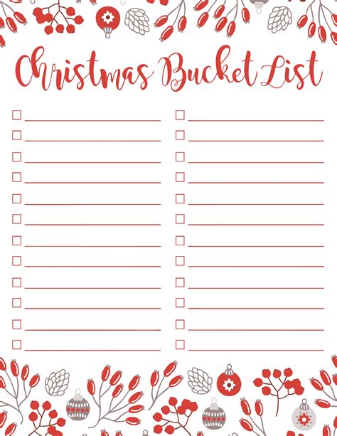 Printable Christmas Bucket List Printable Word Searches