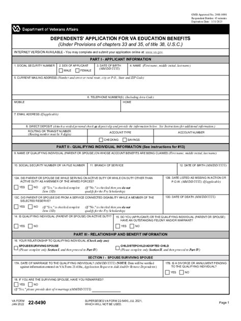 2022 2024 Form VA 22 5490 Fill Online Printable Fillable Blank