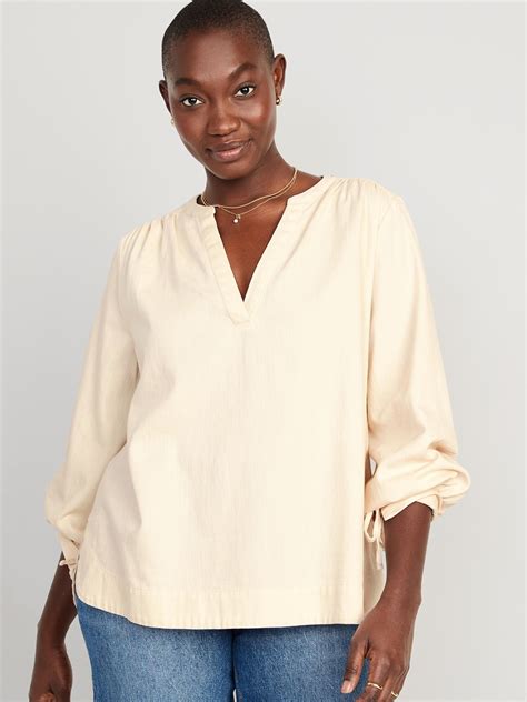 Split Neck Puff Sleeve Blouse Old Navy