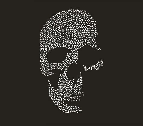 Skull Rhinestone Transfer Bling Hot Fix Iron On Patch Motif Design