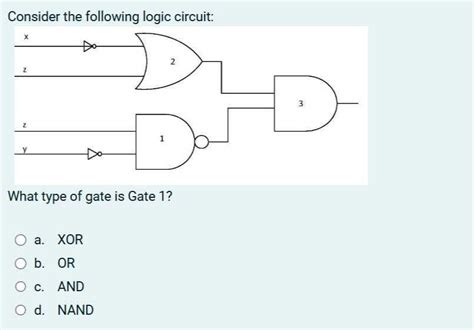 Consider The Following Logic Circuit What Type Of Gate Is Gate 1 A