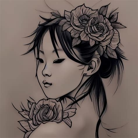 Premium Ai Image Beautiful Girl Tattoo Sketch