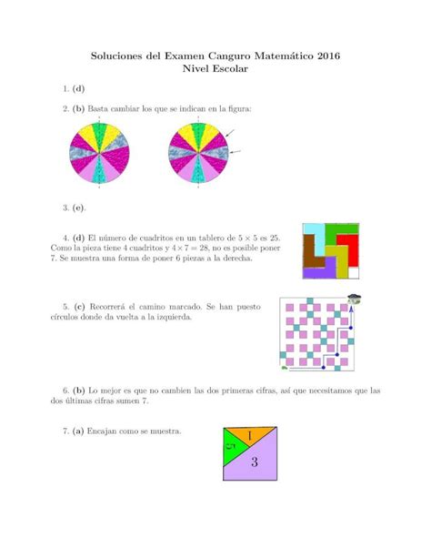 Pdf Soluciones Del Examen Canguro Matem Atico Nivel Escolar