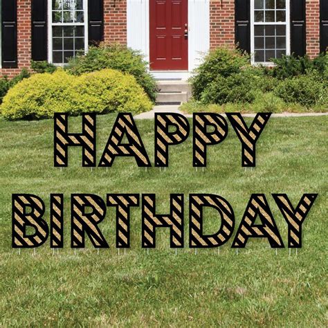 Big Dot of Happiness Black and Gold Adult Birthday - Yard Sign Outdoor Lawn Decorations ...