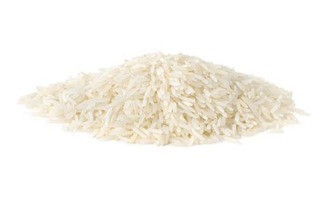 Pilha Basmati De Arroz Longo Branco Seco Isolada Em Um Fundo Branco